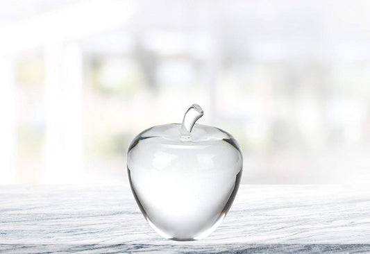 (D) European Handcrafted Crystal Glass Centerpiece Apple Figurine 3.5"H