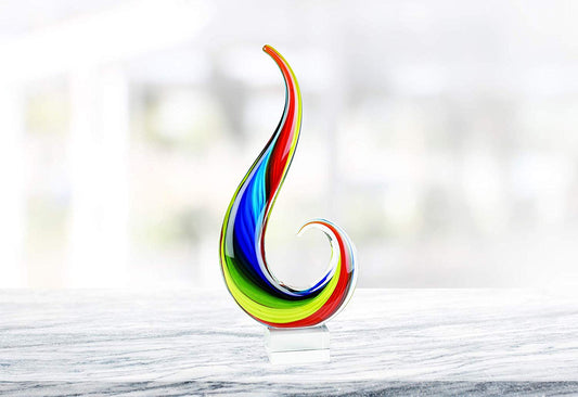 (D) Handcrafted Murano Art Glass Rainbow Note Figure 12", Centerpiece Sculpture