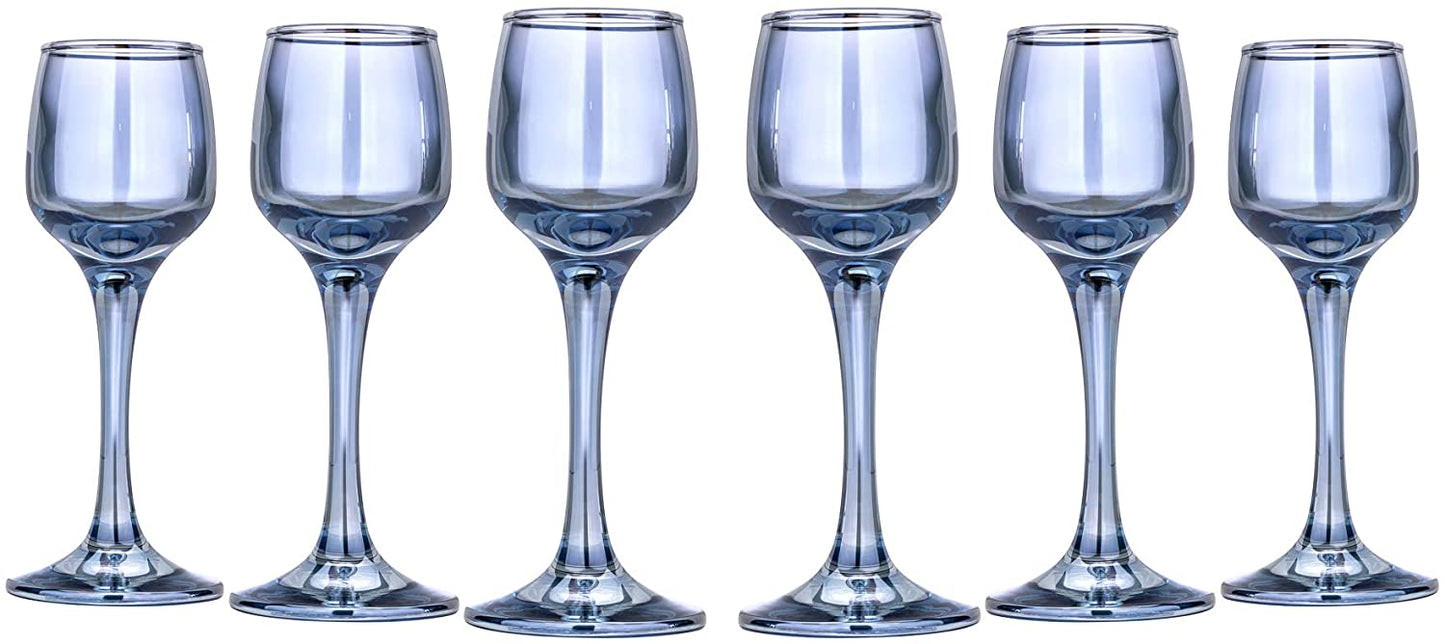 Liquer Glasses 'Black Sea' 2 Oz, Crystal Glassware Set of 6