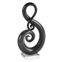 (D) Handcrafted Murano Art Glass Black & White Note Figurine 12", Centerpiece Sculpture