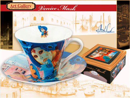 Carmani Painters Tea or Coffee Cup, "Venice Mask" Alex Levin (Venice Mask 8 Oz)