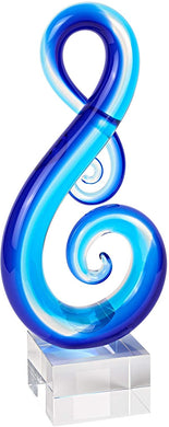 (D) Handcrafted Murano Art Glass Blue Note Centerpiece Figurine 10.5