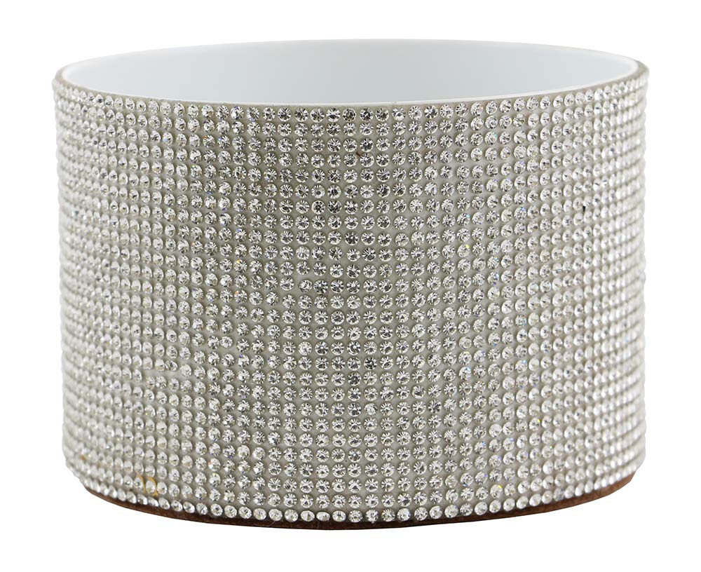 (D) Decorated Wine Coaster, White Crystals, Wine Bottle Holder