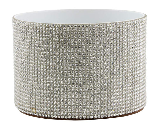 (D) Decorated Wine Coaster, White Crystals, Wine Bottle Holder