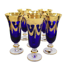 Interglass Italy Blue Crystal Champagne Glasses, Vintage Design Set of 2, 6 or 12