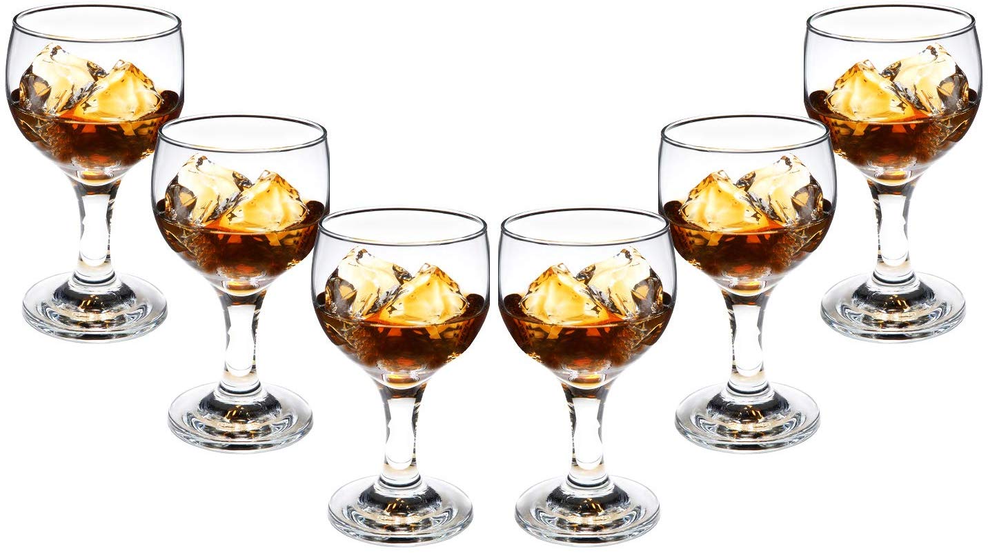 Cheerful Stemmed Wine Cognac Glasses 6.75 Oz Clear Goblets Glassware Set (6)