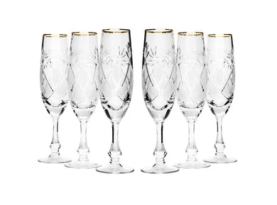 Set of 6 Champagne Flute 6oz Vintage Russian Crystal Glasses