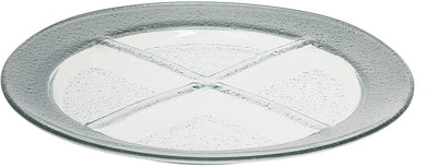 (D) Judaica Round Tray with 4 Sectionals 13.5'' for Fruits (Silver)