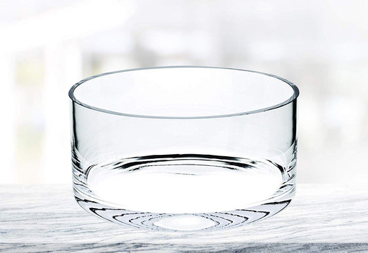 (D) Handcrafted 'Manhattan' Lead Free Crystal Cylinder Serving Bowl 5.5"D