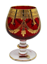 Interglass Italy Red Crystal Cognac Glasses, Vintage Design Set of 2, 6 or 12