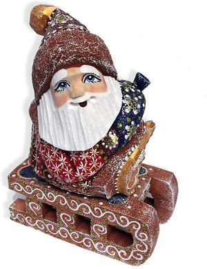 (D) Russian Souvenirs Vintage Santa Statue on Sled