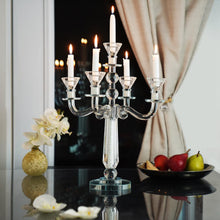 (D) Judaica Crystal Clear Candelabra Middle Stem 2 Ball (5 Arm 38cm H)