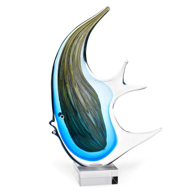 (D) Handcrafted Murano Art Glass Angel Fish Centerpiece Figurine 16