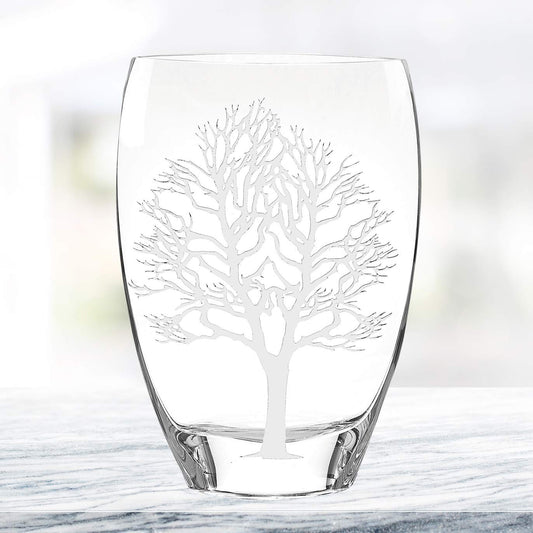 (D) Handcrafted Silver Tree of Life Decorative Crystal Flower Vase 12" (Silver)