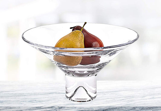 (D) Handcrafted 'Monaco' Crystal Glass Clear Centerpiece Serving Bowl 12"D