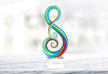 (D) Handcrafted Murano Art Glass Rainbow Note Centerpiece Figurine 11"