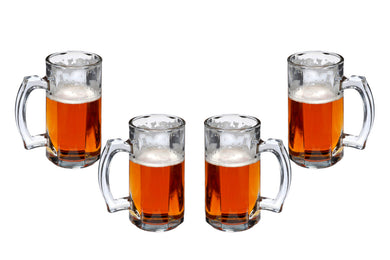 Prestige Mug, Beer Glasses 14 Oz, Modern Clear Party Glassware Set of (4)