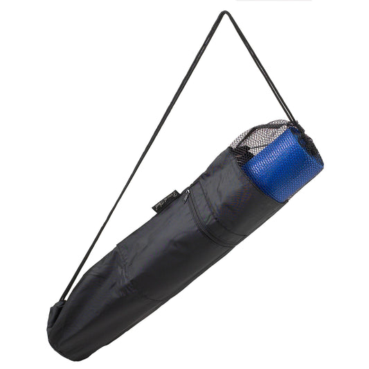 (D) Fun Thick Yoga Mat in a Bag for Women and Men (Blue)