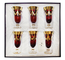 Interglass Italy Red Crystal Champagne Glasses, Vintage Design Set of 2, 6 or 12