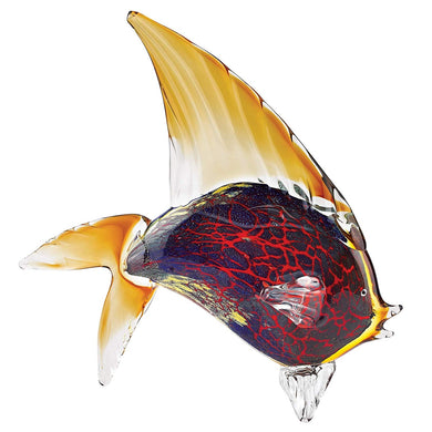 (D) Handcrafted Firestorm Murano Art Glass Tropical Fish Figurine 15.5