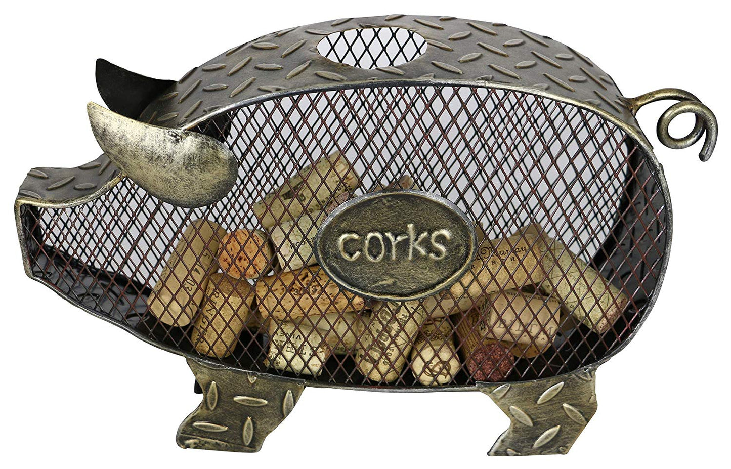 (D) Wine Cork Holder, Metal Pig, Bar Counter Decor, Country House Decoration