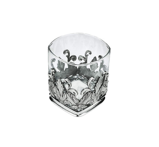 Denizli Medieval Crystal Glass With Pewter (Square Sliver Leaves)