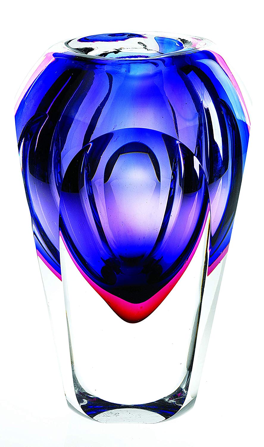 (D) Handcrafted 'Astra' Violet Slice Cut Vase H 8.5