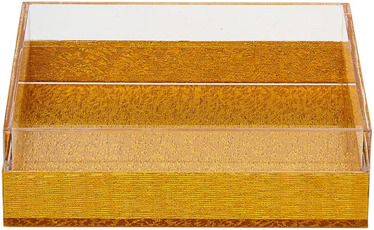 (D) Judaica Napkin Holder Lucite 8x8 inch For Table (Gold)