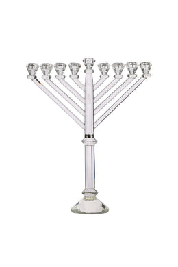 (D) Judaica Lavish Crystal Menorah 9 Branches on Led 15.7'' Clear Modern
