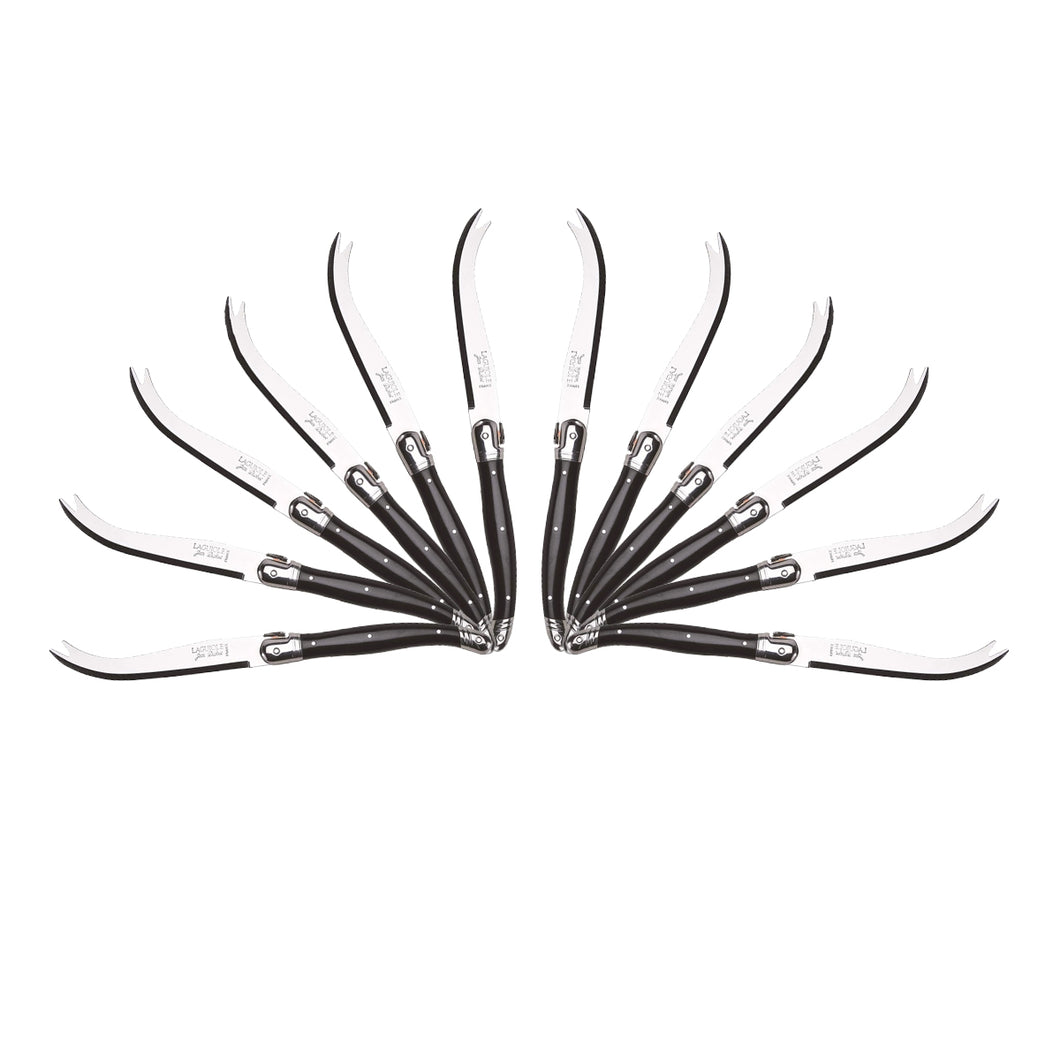 (D) Cheese Knife Set Laguiole For Charcuterie Board Stainless Steel 9'' (12, Black)
