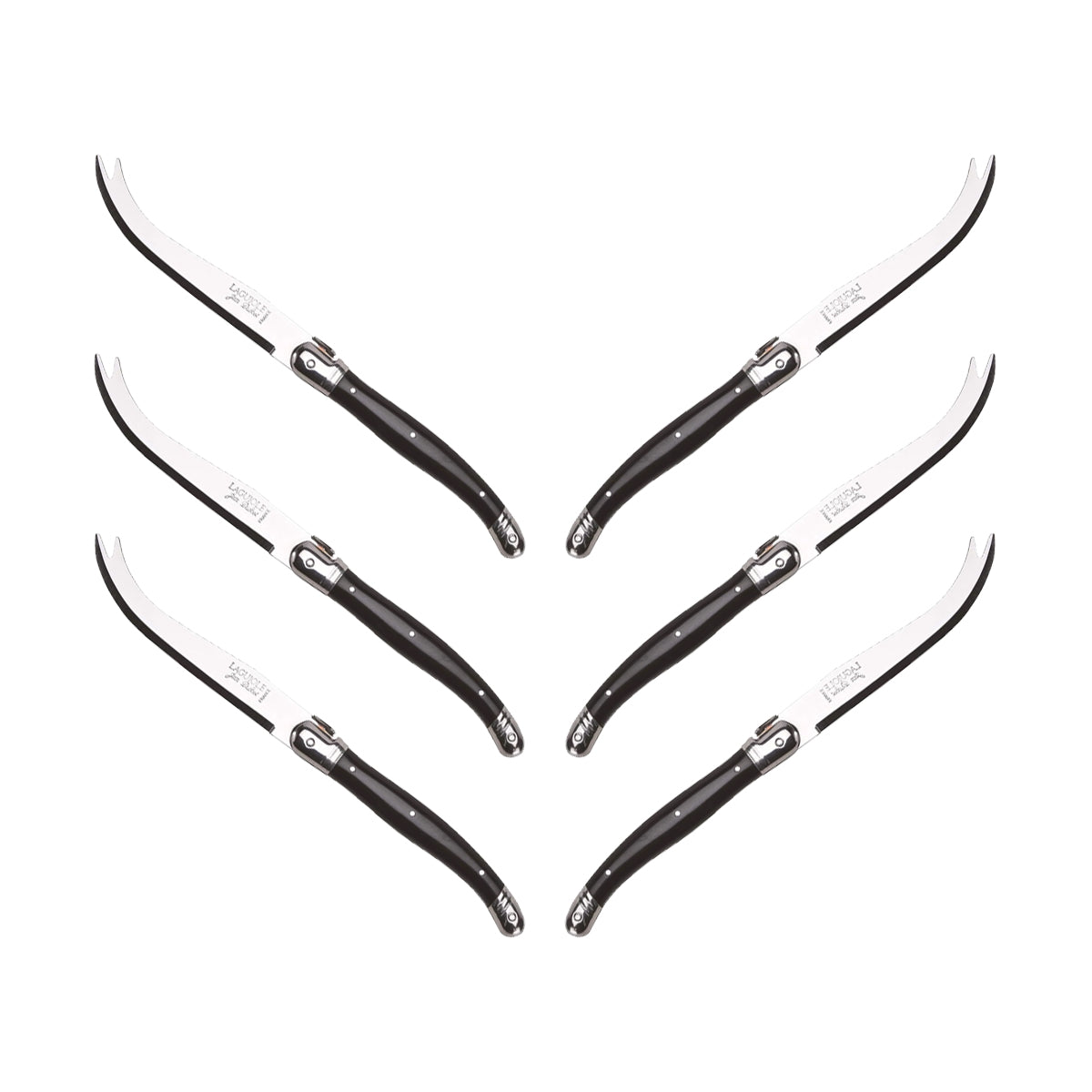 (D) Cheese Knife Set Laguiole For Charcuterie Board Stainless Steel 9'' (6, Black)