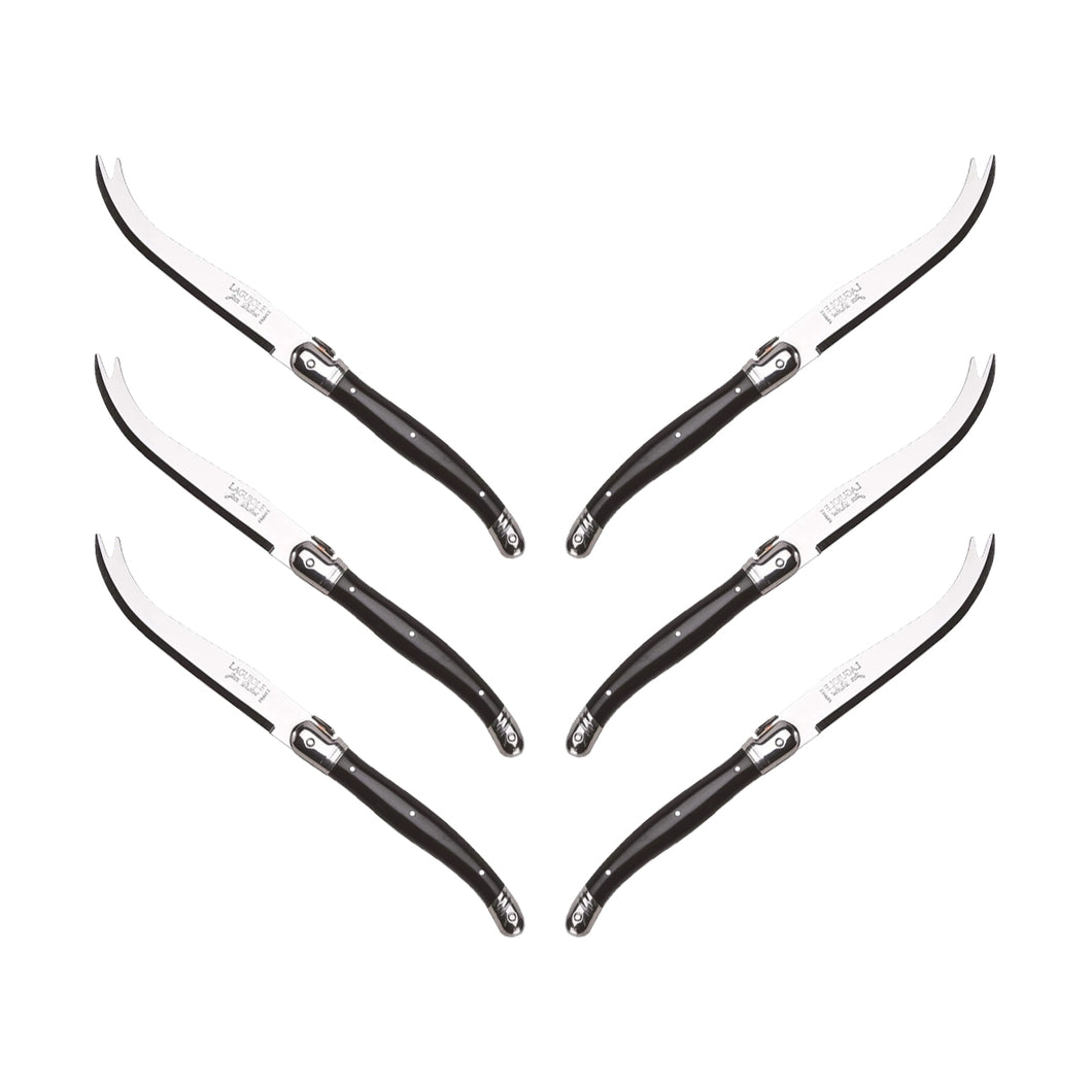 (D) Cheese Knife Set Laguiole For Charcuterie Board Stainless Steel 9'' (6, Black)