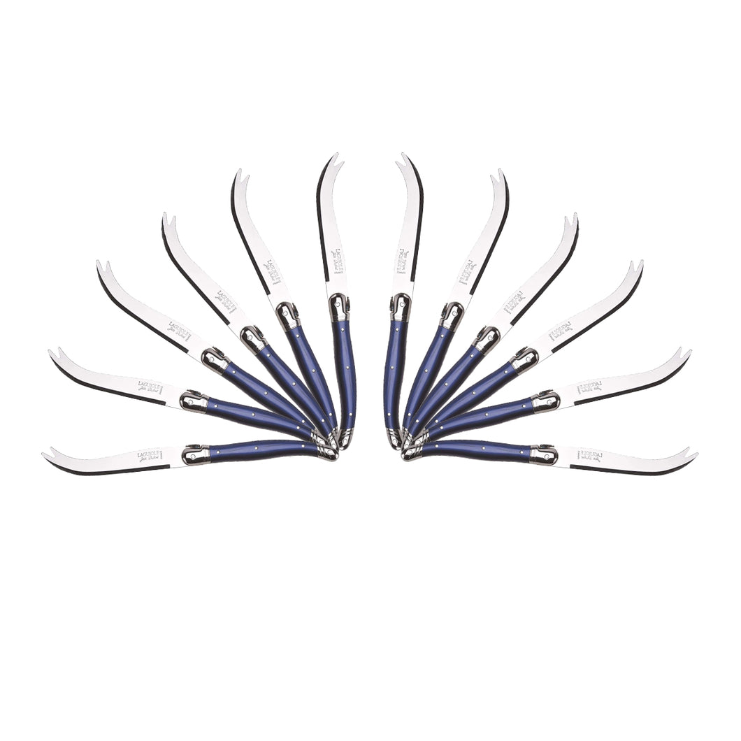 (D) Cheese Knife Set Laguiole For Charcuterie Board Stainless Steel 9'' (12, Blue)