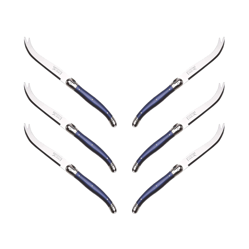 (D) Cheese Knife Set Laguiole For Charcuterie Board Stainless Steel 9'' (6, Blue)