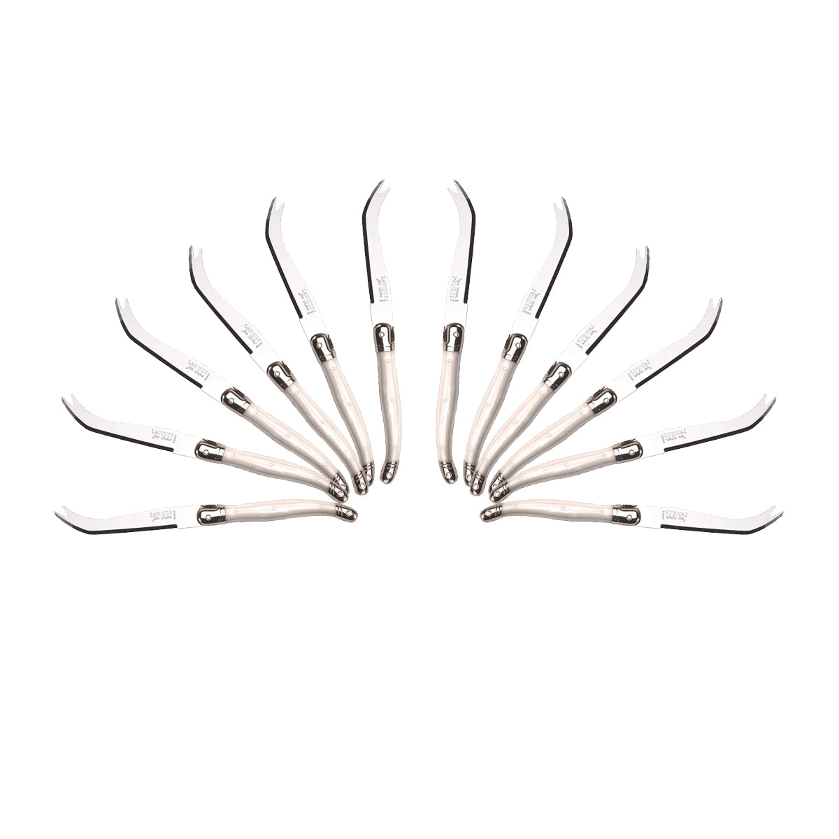 (D) Cheese Knife Set Laguiole For Charcuterie Board Stainless Steel 9'' (12, Ivory)