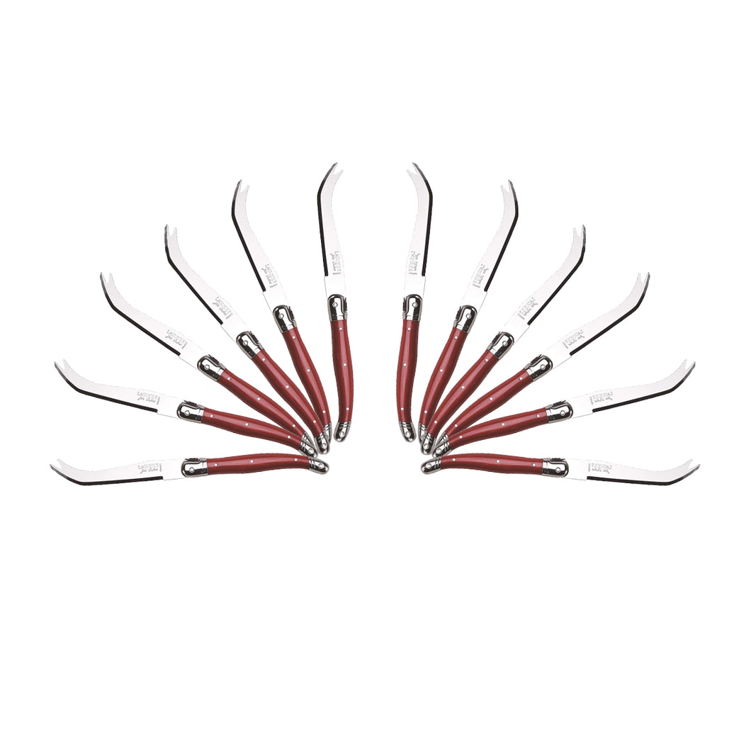 (D) Cheese Knife Set Laguiole For Charcuterie Board Stainless Steel 9'' (12, Red)