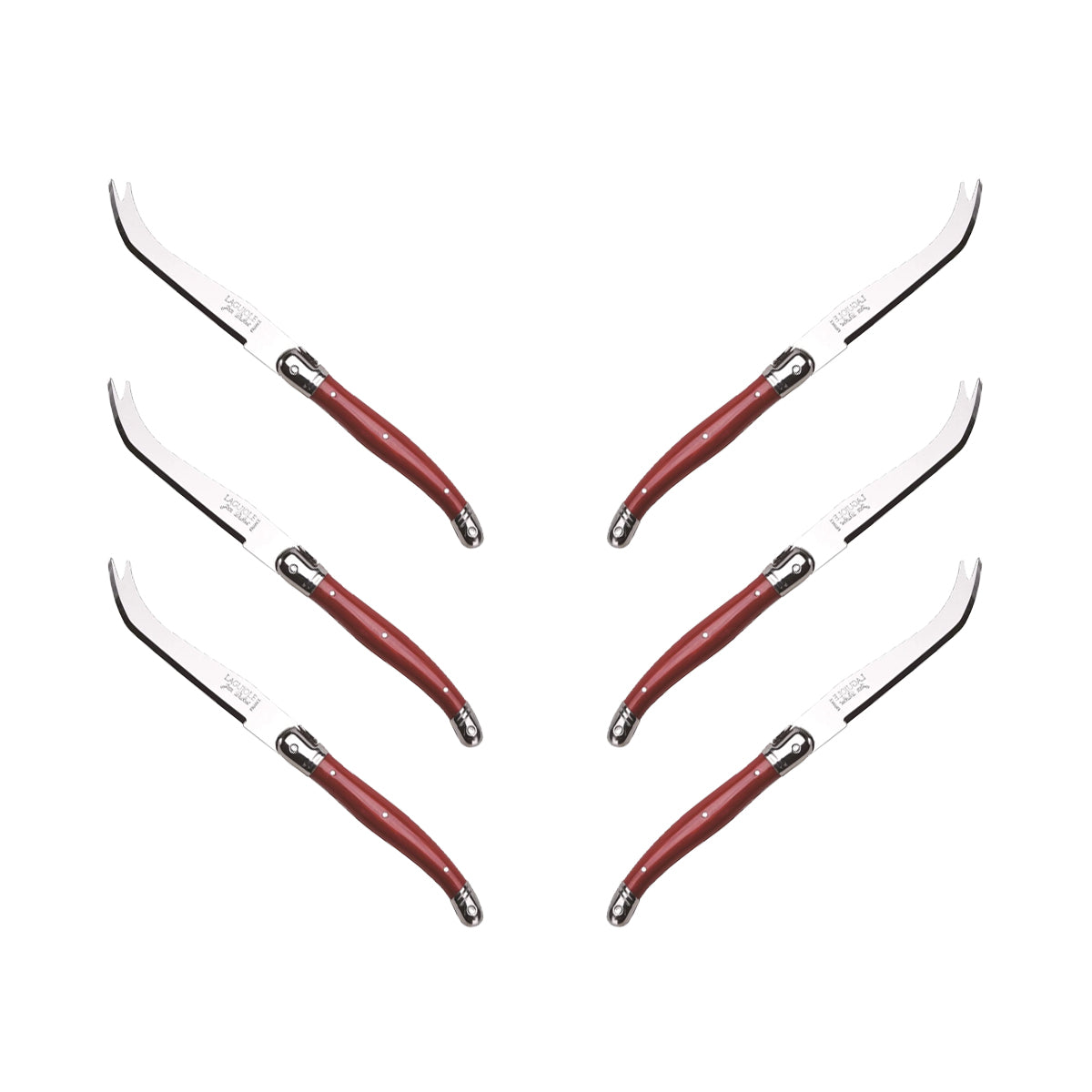 (D) Cheese Knife Set Laguiole For Charcuterie Board Stainless Steel 9'' (6, Red)
