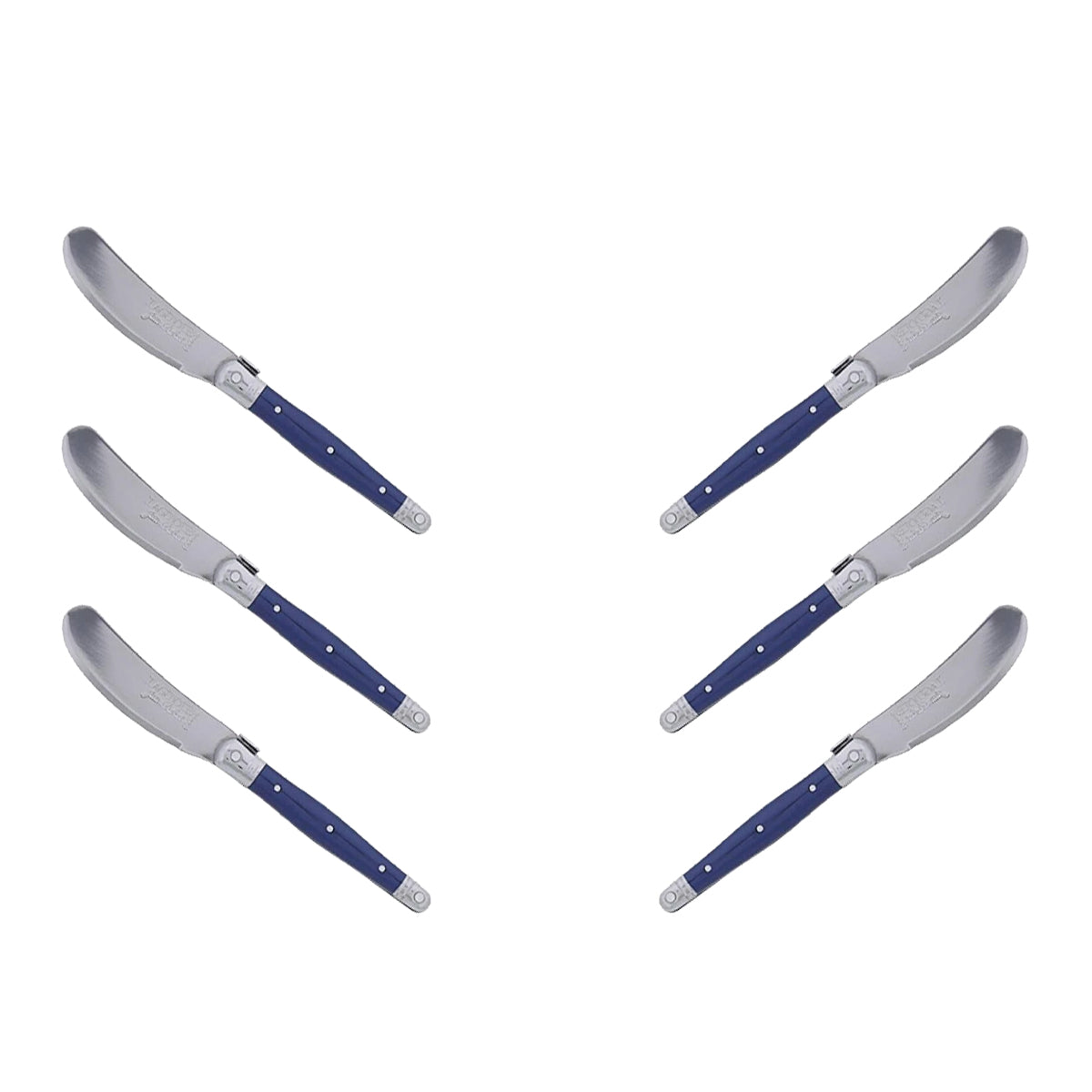 (D) Cheese Knives Butter Spreader Stainless Steel Knife Set Laguiole (6, Dark Blue)