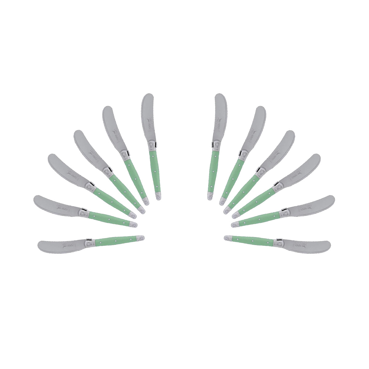 (D) Cheese Knives Butter Spreader Stainless Steel Knife Set Laguiole (12, Green A)
