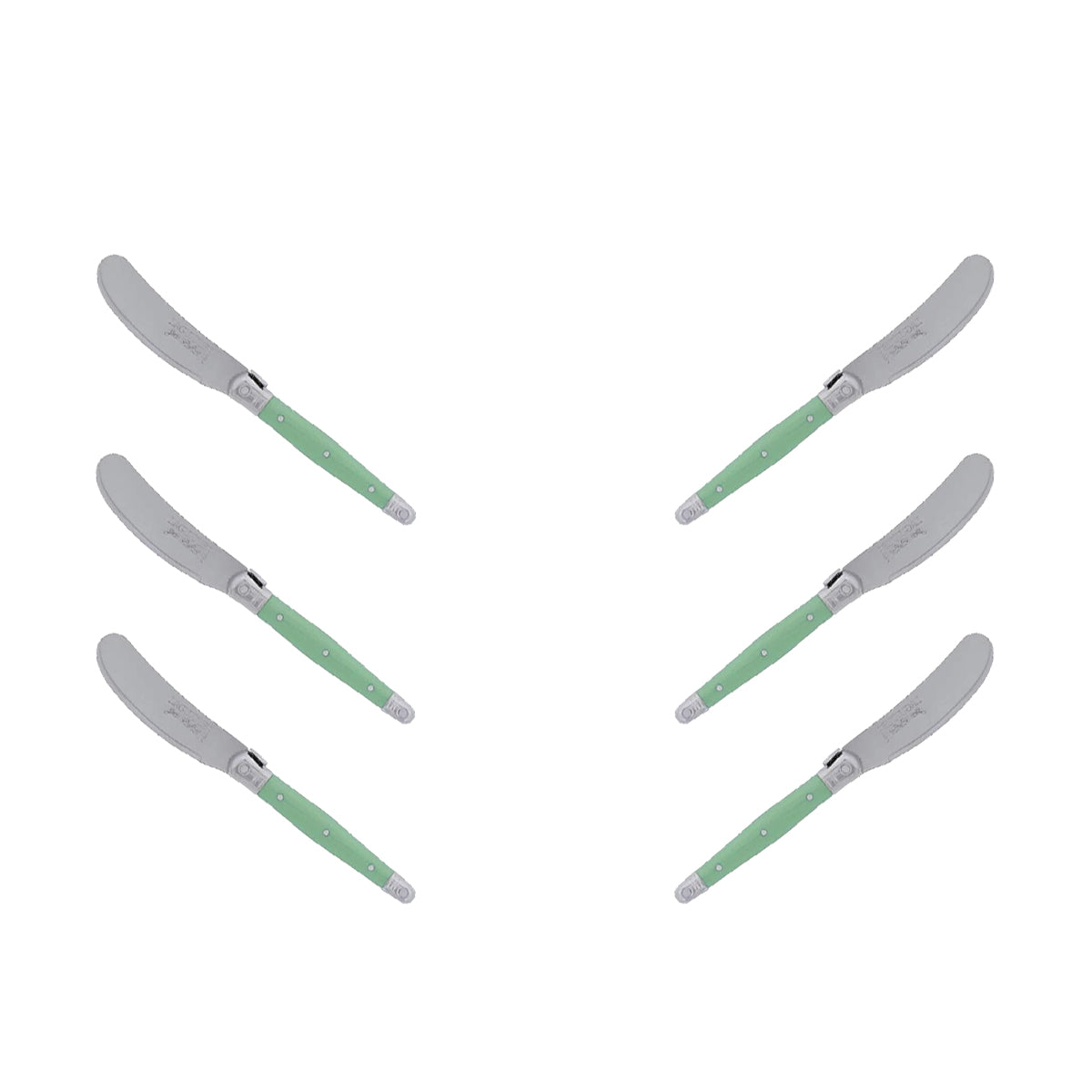 (D) Cheese Knives Butter Spreader Stainless Steel Knife Set Laguiole (6, Green A)