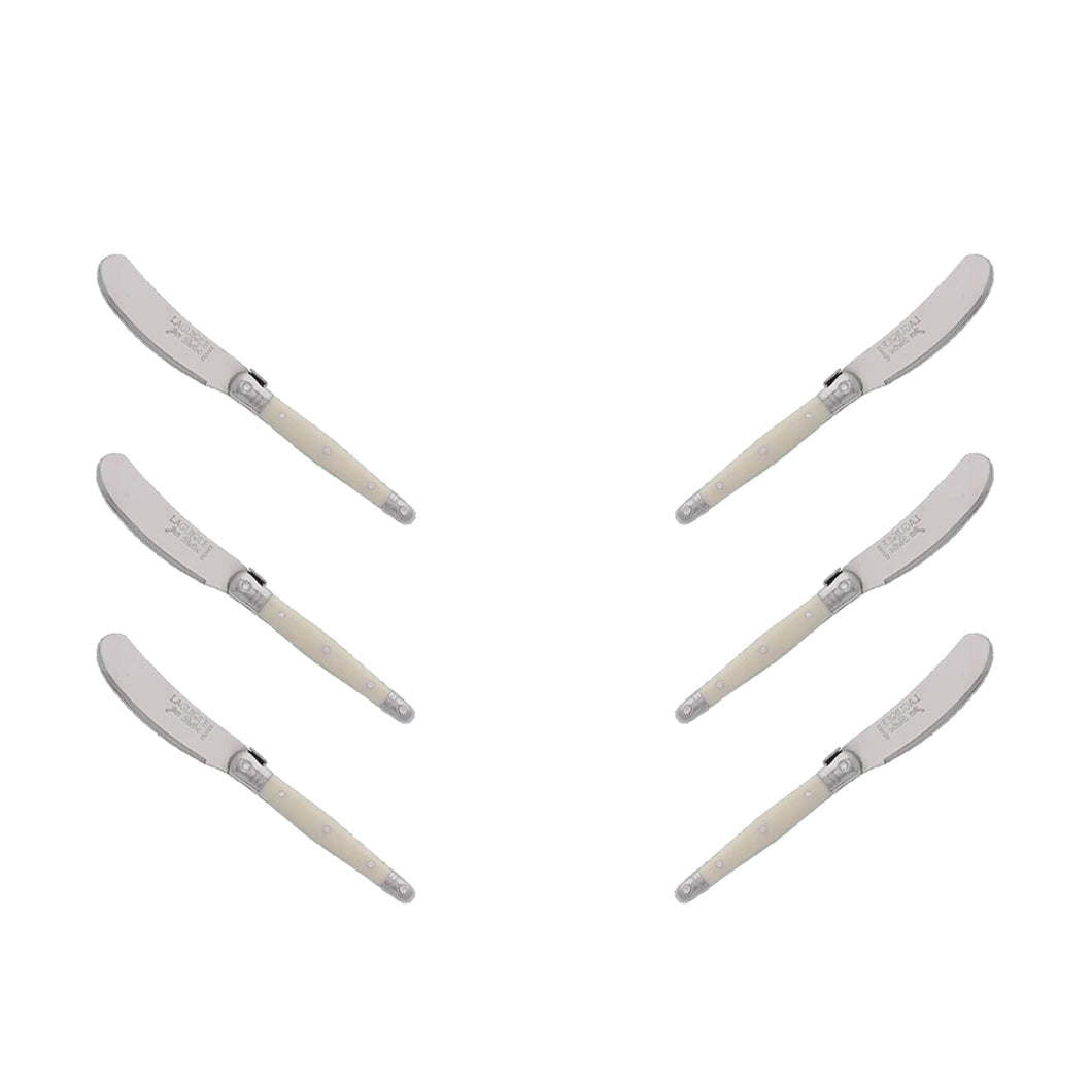 (D) Cheese Knives Butter Spreader Stainless Steel Knife Set Laguiole (6, Ivory)