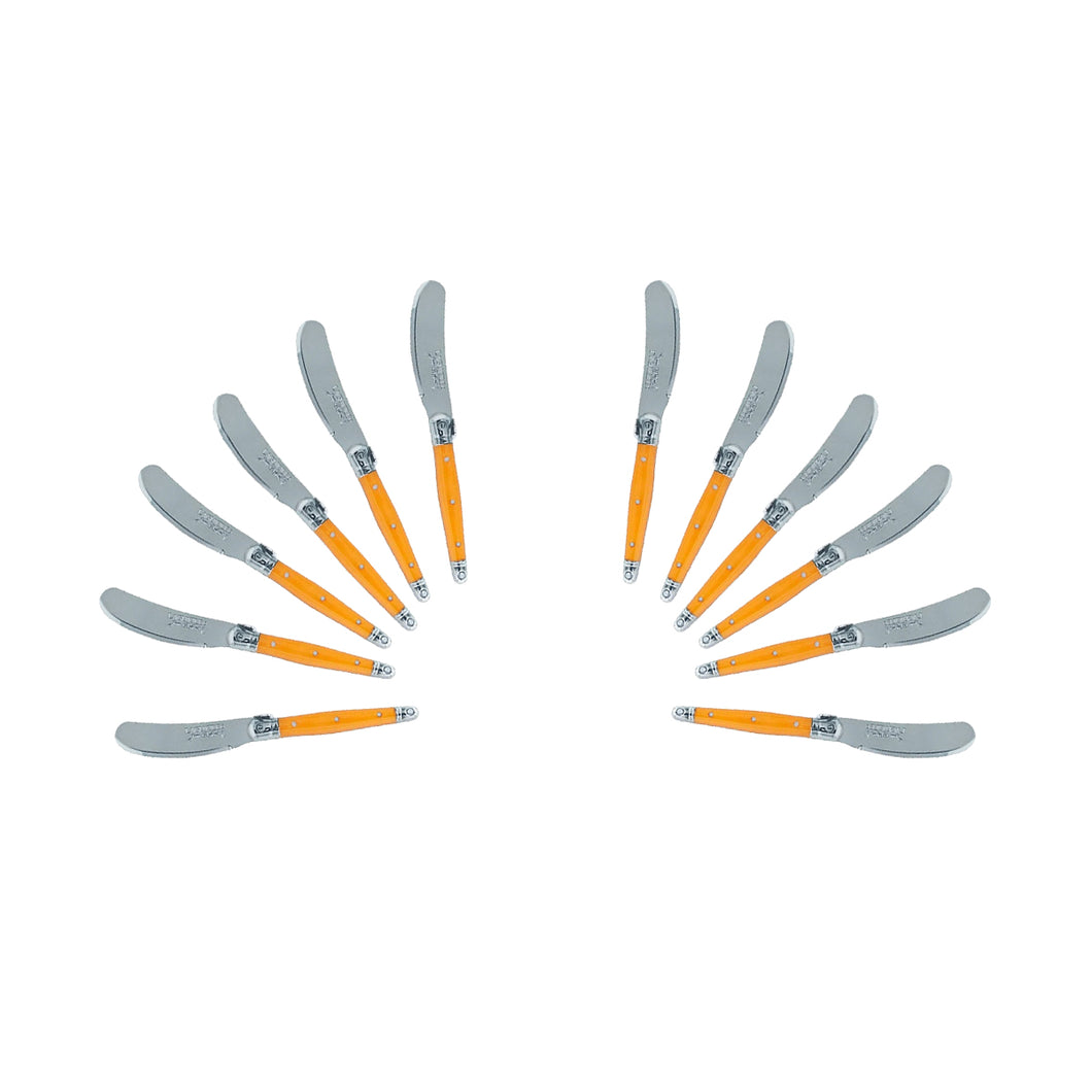 (D) Cheese Knives Butter Spreader Stainless Steel Knife Set Laguiole (12, Orange)