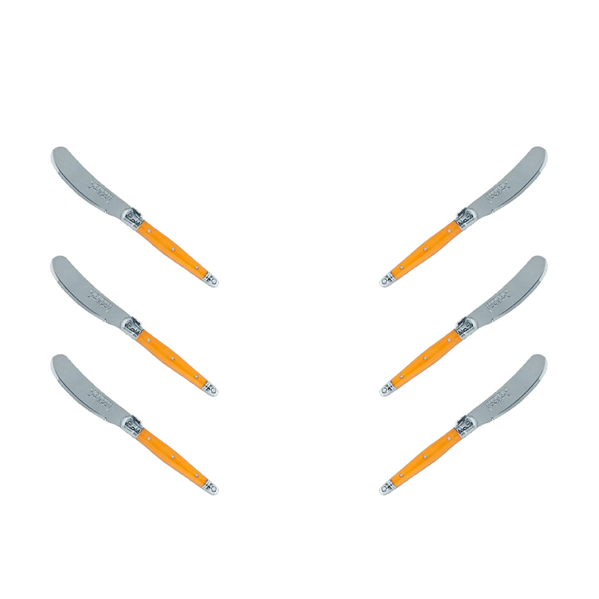 (D) Cheese Knives Butter Spreader Stainless Steel Knife Set Laguiole (6, Orange)
