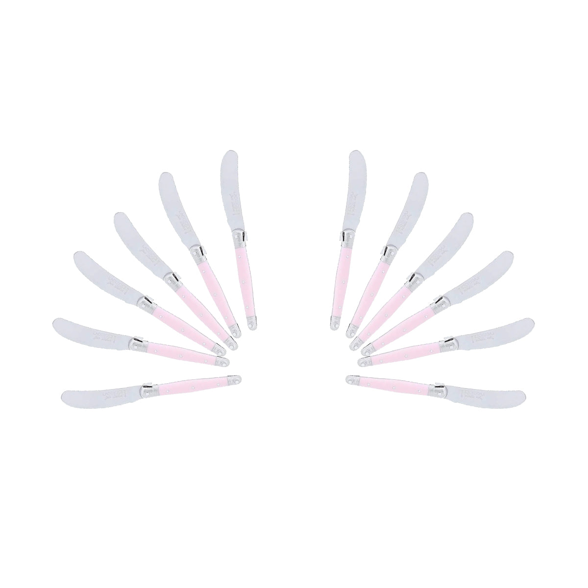 (D) Cheese Knives Butter Spreader Stainless Steel Knife Set Laguiole (12, Pink)