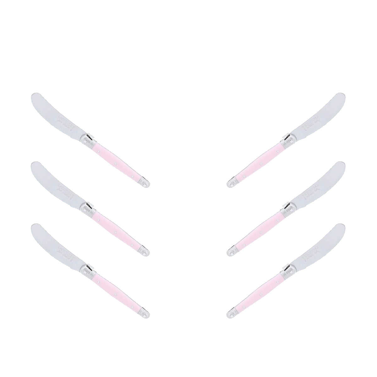 (D) Cheese Knives Butter Spreader Stainless Steel Knife Set Laguiole (6, Pink)