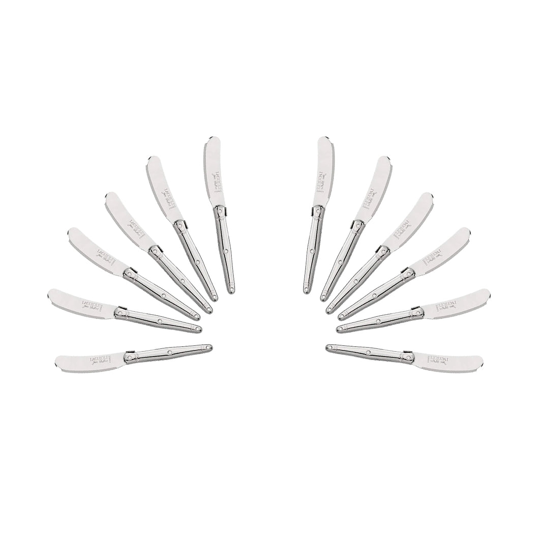 (D) Cheese Knives Butter Spreader Stainless Steel Knife Set Laguiole (12, Steel)