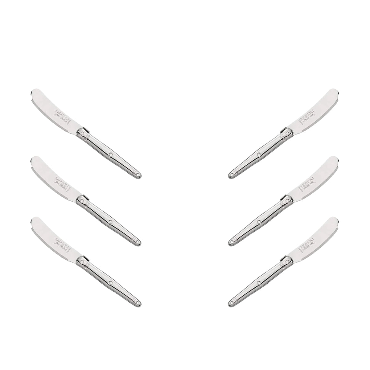 (D) Cheese Knives Butter Spreader Stainless Steel Knife Set Laguiole (6, Steel)