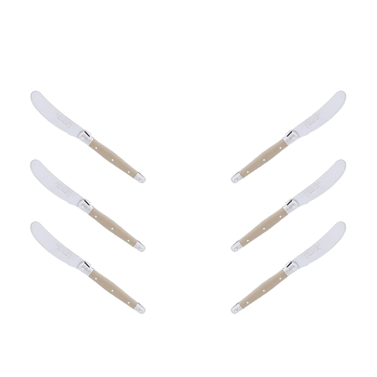 (D) Cheese Knives Butter Spreader Stainless Steel Knife Set Laguiole (6, Taupe)