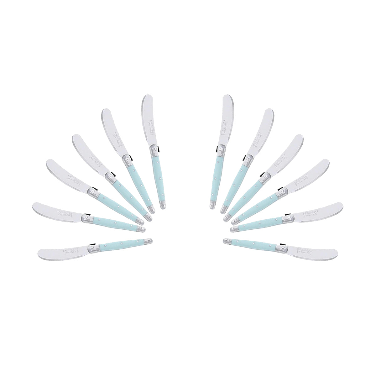 (D) Cheese Knives Butter Spreader Stainless Steel Knife Set Laguiole (12, Turquoise)