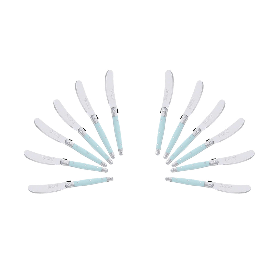 (D) Cheese Knives Butter Spreader Stainless Steel Knife Set Laguiole (12, Turquoise)